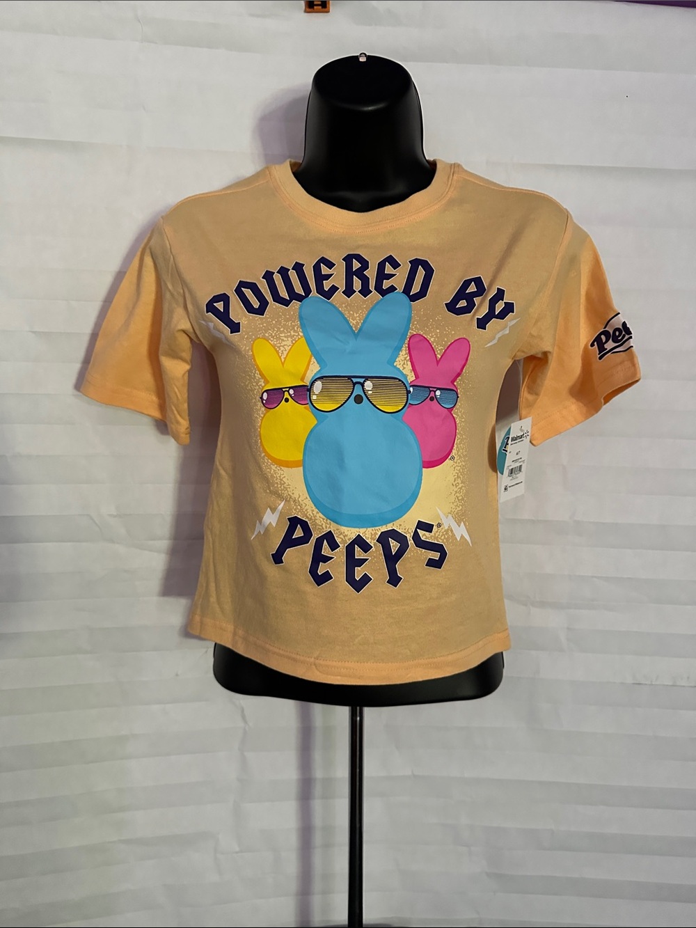 Peeps Bunny Peach Tee Girls Youth Size 6/7